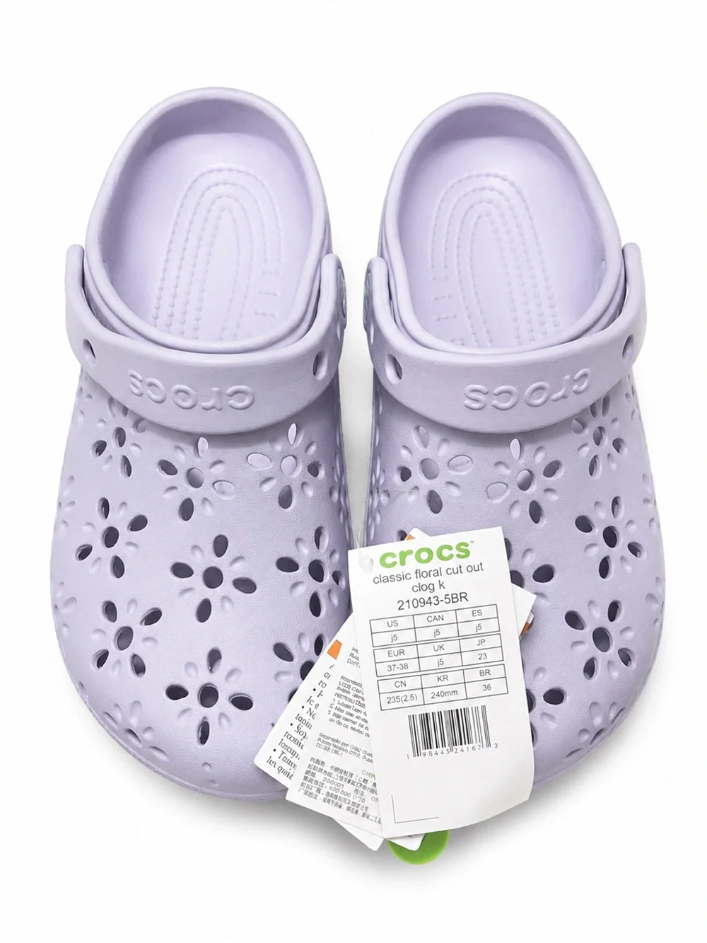 CROCS Kids Classic Floral Cut-Out Clog in Light Lavender J5
